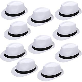 10 Pack 1920s Fedora Hats for Men Short Brim Sun Panama Hats for