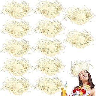 12 Pcs Hawaiian Straw Hat Luau Beachcomber Hats Pava Hat for Summ