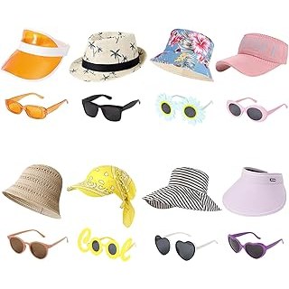 16 Pcs Summer Hawaiian Party Hats and Sunglasses Set, Tropical Lu