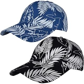 2 Pack Fashion Cute Floral Print Baseball Hats Adjustable Flowers Leaves Hawaiia