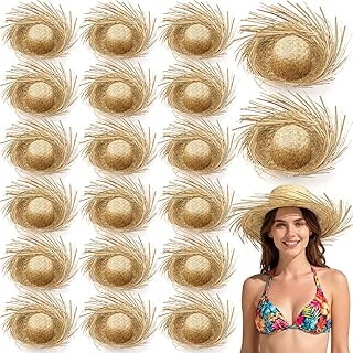 20 Pcs Hawaii Straw Hat for Adult Beachcomber Hat Luau Farmer Hats for Summer Pa