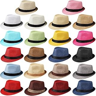 22 Pcs Panama Hat Men Straw Bulk Cuban Short Brim Hats for Men Wo