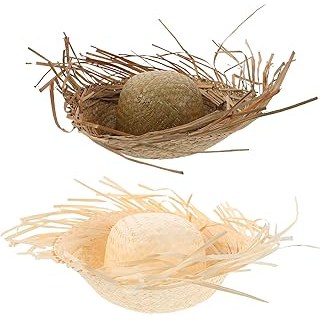 2pcs Hawaiian Straw Hat Woven Bucket Sun Hat - Summer Beach Party Headwear- Ligh