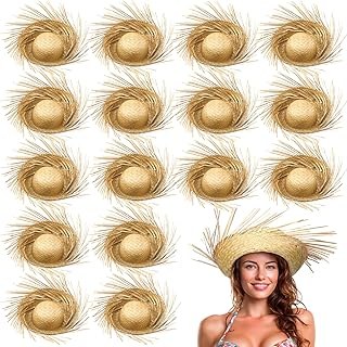 36 Pcs Adult Hawaiian Luau Straw Hats Pava Hat Puerto Rico Beachc