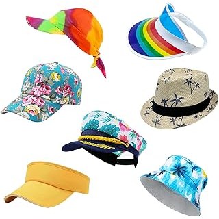 6 Assorted Funny Hawaiian Hats, Photo Booth Props Hat Luau Party