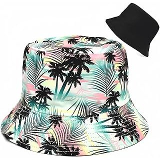 Bucket Hat Cotton Double-Side-Wear Reversible Sun Hat for Women Men, Summer Vaca