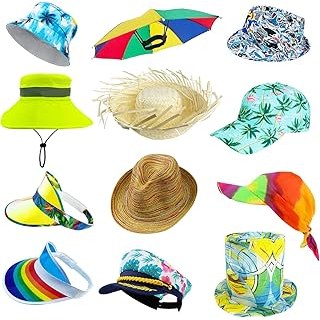 Bulk Luau Party Hats - 12 Assorted Funny Hawaiian Hat, Tropical F
