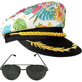Captain Hat Sailor Hat Navy Yacht Boat Tropical Hawaiian Flower Cap Party Favors