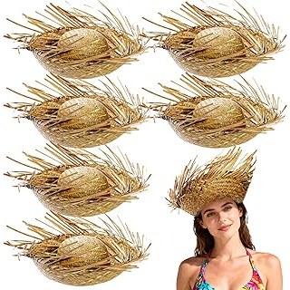 Cididu 6 Pcs Straw Hat Hawaii, Beach Party Hat Costume, Beachcomber Hats for Wom