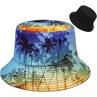 Coconut Tree Print Bucket Hat,Beach Sun Hat Fisherman Hats for Mens Womens