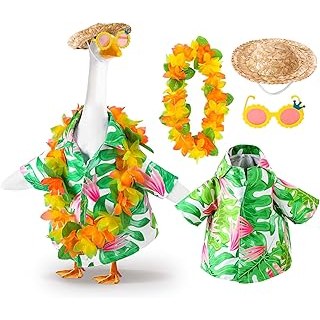 DECOHS 4 Pcs_Set Hawaiian Porch Goose Outfits, Summer Lawn Goose
