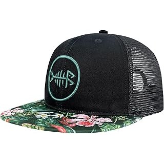 Flat Brim Trucker Cap Adjustable Snapback Hat Mesh Back for Men Women