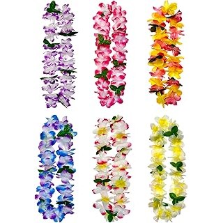 FreshDear 6 Counts Hawaiian Leis Bulk,leis for luau party,hawaiian leis for adul