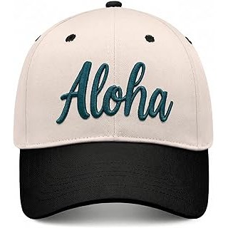 Hawaii Hat,Aloha Adjustable Cotton Embroidered Baseball Cap, Vintage Style Truke