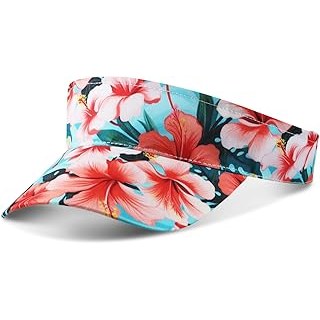Hawaiian Hat for Women Adjustable Beach Hibiscus Floral Visor Cap Summer Golf Hi