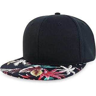 Hawaiian Hibiscus Floral Print Flat Bill Snapback Oversized 2XL Cap