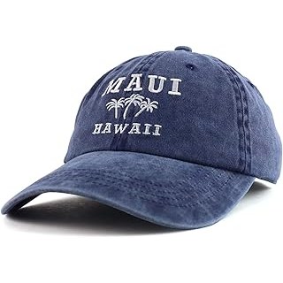 Maui Hawaii with Palm Tree Embroidered Unstructured Baseball Cap