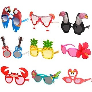 Ocean Line Luau Party Sunglasses - 9 Pairs Funny Hawaiian Glasses