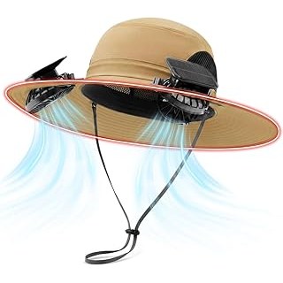 Solar Fan Hat with Steel Brim for Men Women UPF 50+ Garden Outdoor Fishing Beach