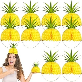 Spiareal 12 Pcs 6 Inch Novelty Pineapple Party Hat Hawaiian Luau Pineapple Hat 3