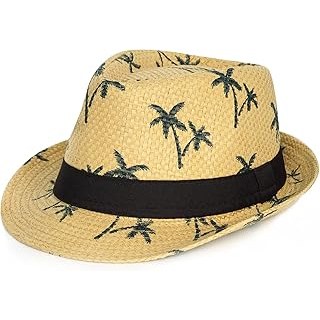Summer Straw Fedora Hat Short Brim Panama Sun Hat Trilby Beach Hat for Men & Wom