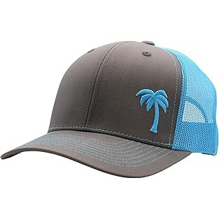 Trucker Hat [ Palm Tree Design ] for Men and Women_ Mid Profile Cap with Breatha